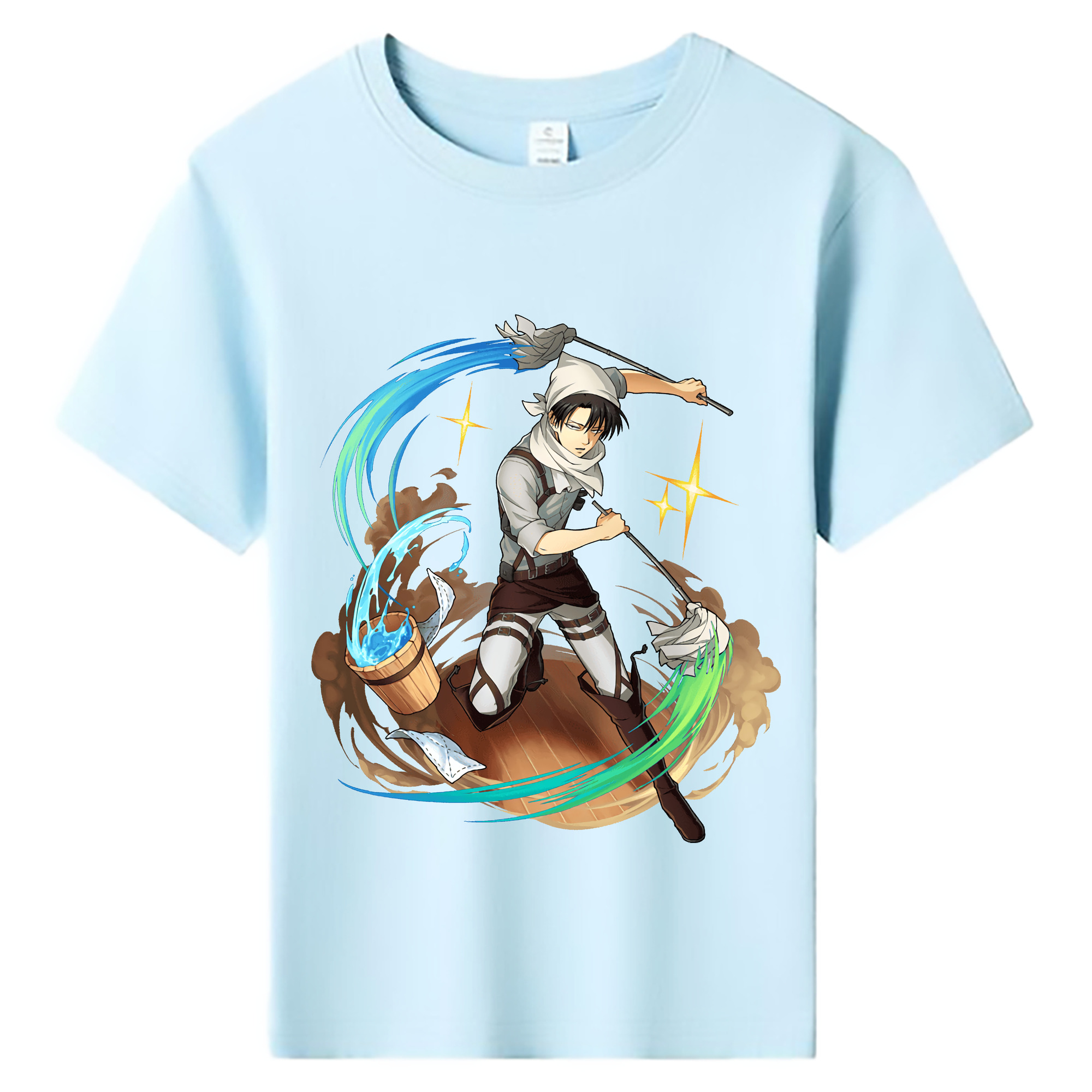 （画像用） 進撃の巨人 リヴァイ·アッカーマン Attack on Titan Levi Ackerman 綿100％キッズTシャツ（フロントプリント）